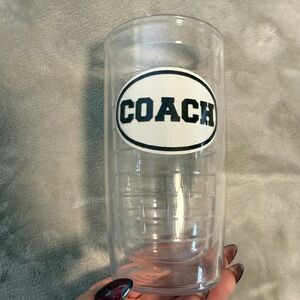 "Coach" Tervis 16 oz Insulated Tumbler Clear Black White Logo